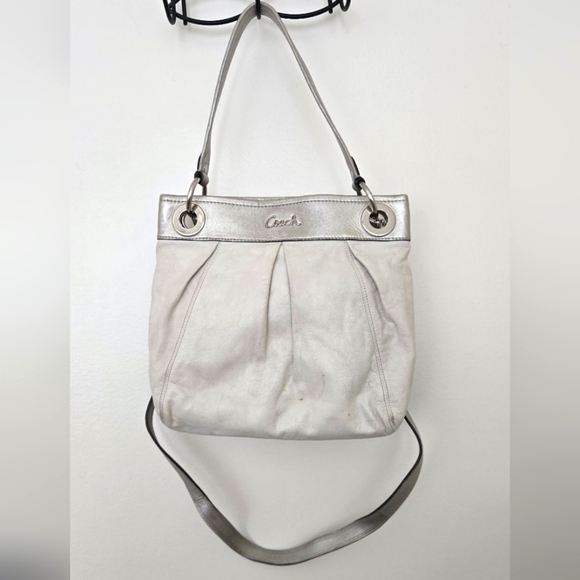 Coach Ashley Crossbody Shoulder Bag Cream Silver - Picture 1 of 7